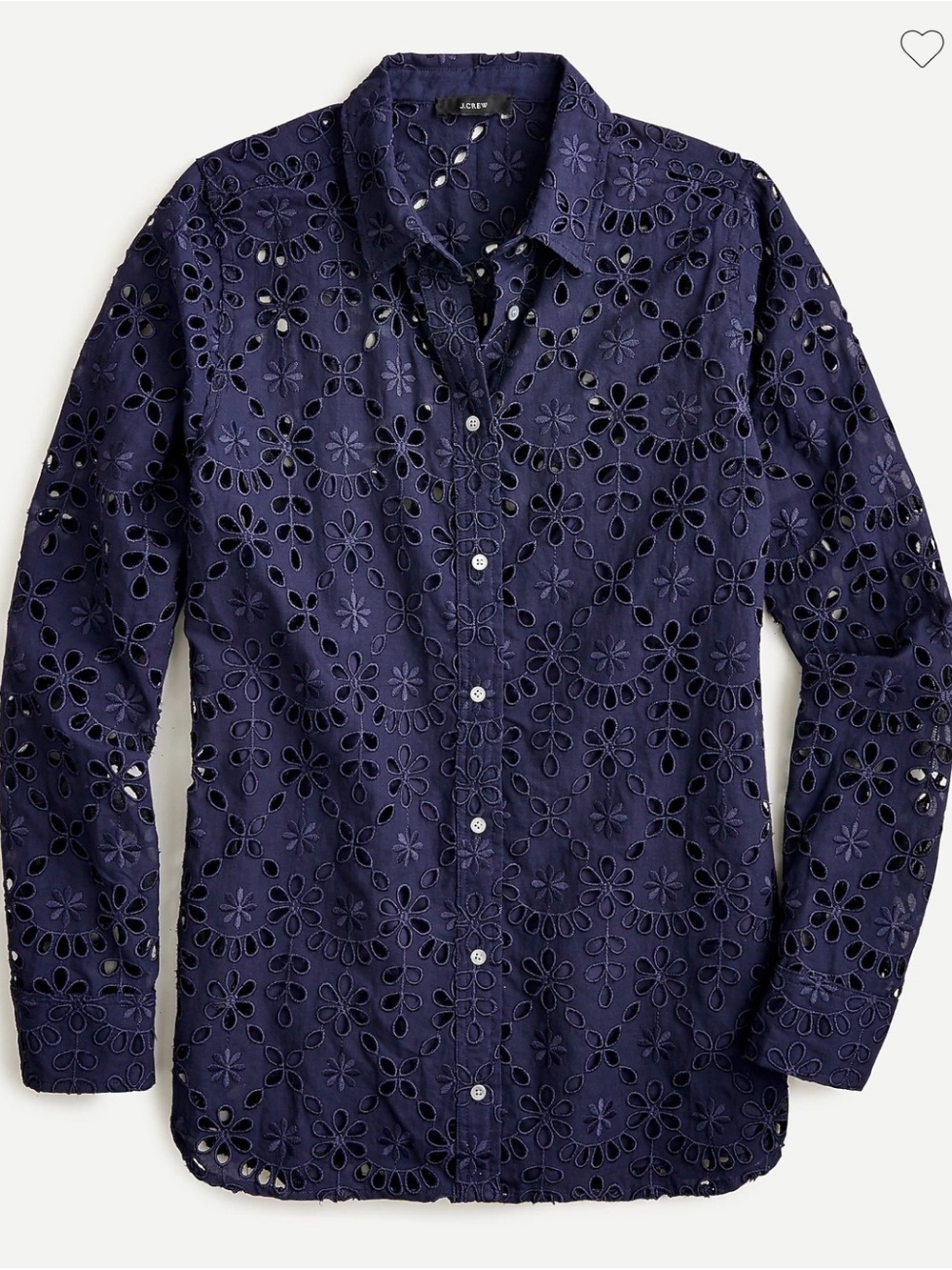 JCREW Button-up shirt in embroidered eyelet NWT navy blue size 2